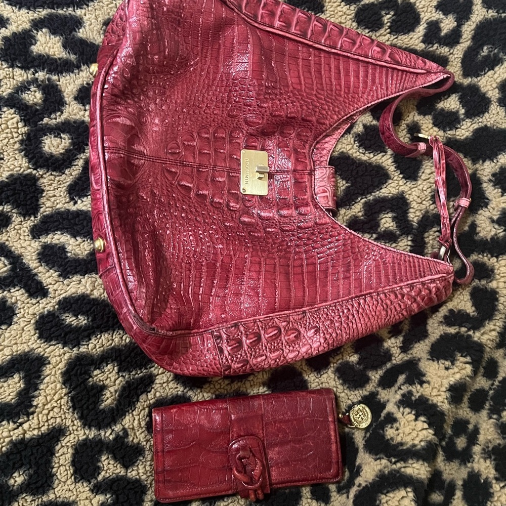 Brahmin Red Crocodile-Embossed Women's Bag